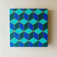 Load image into Gallery viewer, Geometric Teal Canvas Painting