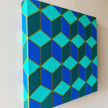 Load image into Gallery viewer, Geometric Teal Canvas Painting