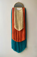 Load image into Gallery viewer, Handmade Fiber Wall Hanging Teal Orange