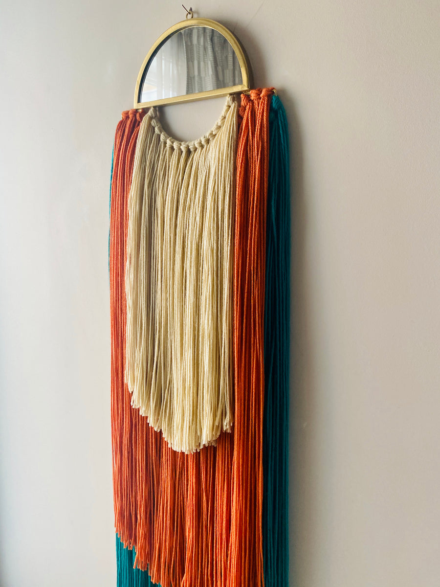 Handmade Fiber Wall Hanging Teal Orange anchortwentyfour