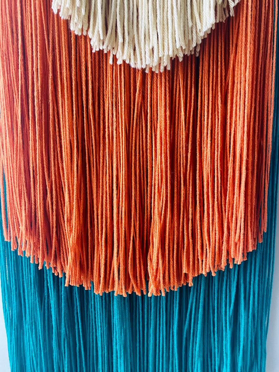 Handmade Fiber Wall Hanging Teal Orange anchortwentyfour