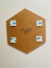 Load image into Gallery viewer, Hexagon Pin Display Cork Board Trivet Teal