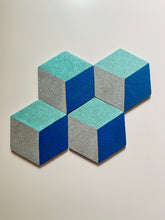 Load image into Gallery viewer, Geometric Hexagon Cork Coasters Blue