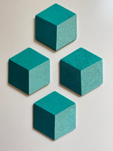 Load image into Gallery viewer, Geometric Hexagon Cork Coasters Teal