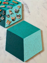 Load image into Gallery viewer, Hexagon Pin Display Cork Board Trivet Teal