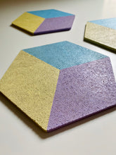 Load image into Gallery viewer, Hexagon Pin Display Cork Board Trivets Pastel