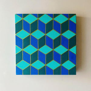 Geometric Teal Canvas Painting