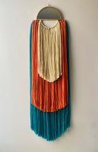Load image into Gallery viewer, Handmade Fiber Wall Hanging Teal Orange
