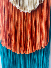 Load image into Gallery viewer, Handmade Fiber Wall Hanging Teal Orange
