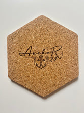 Load image into Gallery viewer, Geometric Hexagon Cork Coasters Teal
