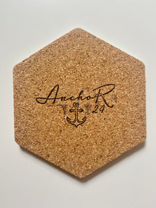 Geometric Hexagon Cork Coasters Teal