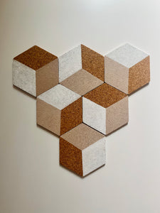 Geometric Hexagon Cork Coasters White
