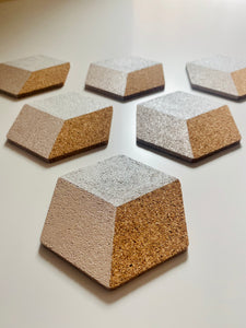 Geometric Hexagon Cork Coasters White