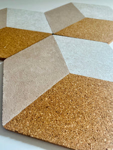 Hexagon Pin Display Cork Board Trivets White