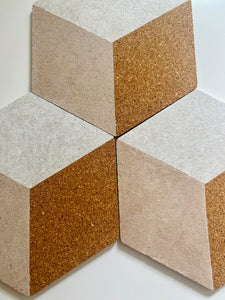 Hexagon Pin Display Cork Board Trivets White