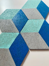 Load image into Gallery viewer, Geometric Hexagon Cork Coasters Blue

