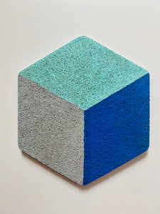 Geometric Hexagon Cork Coasters Blue