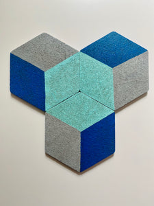 Geometric Hexagon Cork Coasters Blue