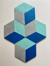 Load image into Gallery viewer, Geometric Hexagon Cork Coasters Blue
