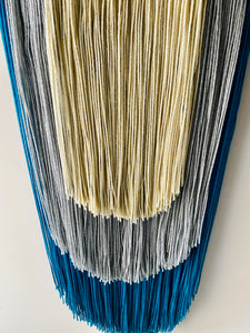Handmade Fiber Wall Hanging Cream Teal
