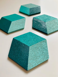 Geometric Hexagon Cork Coasters Teal