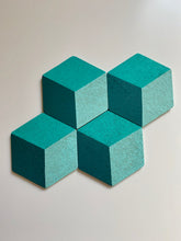 Load image into Gallery viewer, Geometric Hexagon Cork Coasters Teal
