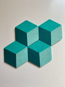 Geometric Hexagon Cork Coasters Teal