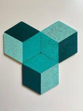 Load image into Gallery viewer, Geometric Hexagon Cork Coasters Teal
