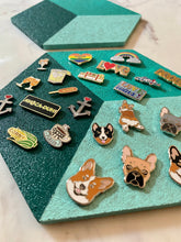Load image into Gallery viewer, Hexagon Pin Display Cork Board Trivet Teal
