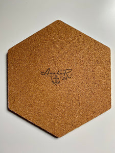 Hexagon Pin Display Cork Board Trivets Pastel