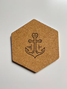 Geometric Hexagon Cork Coasters Pastel