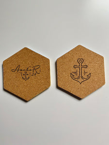 Geometric Hexagon Cork Coasters Pastel