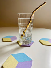 Load image into Gallery viewer, Geometric Hexagon Cork Coasters Pastel
