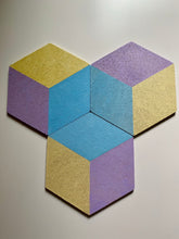 Load image into Gallery viewer, Hexagon Pin Display Cork Board Trivets Pastel
