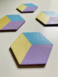 Geometric Hexagon Cork Coasters Pastel